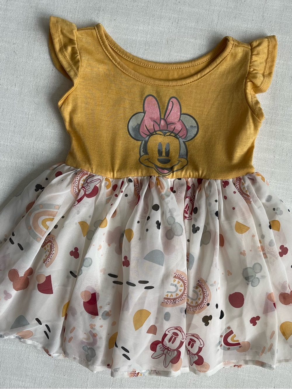 Disney Yellow Minnie Mouse Tulle Skirt Dress for Kids